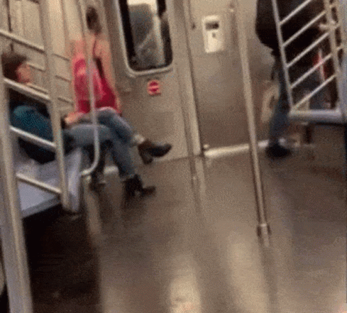 Crazy Guy Inside The Train GIF