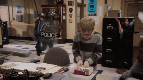 Crazy Kids Creating Chaos At Office GIF