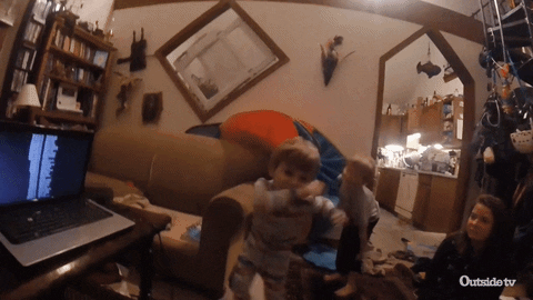 Crazy Kids In Living Room With Mom GIF
