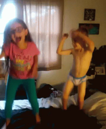 Crazy Kids Jumping On Bed GIF