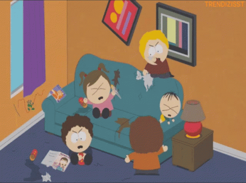 Crazy Kids South Park Messing Up Living Room GIF