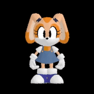 Cream The Rabbit From Sonic The Hedgehog Is Wearing Overalls And A Blue Skirt . GIF