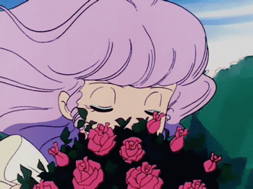 Creamy Mami Anime Sniffing Rose GIF