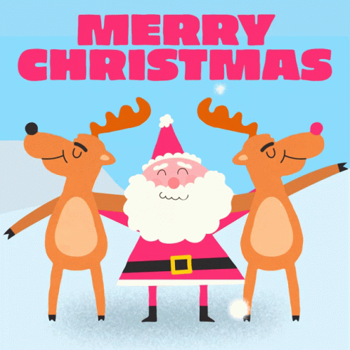 Creative Dancing Reindeer Santa Merry Christmas GIF