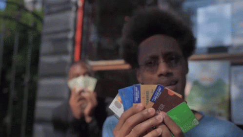 Cocky Black Guy Showing Off Credit Cards GIF
