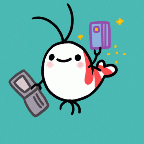 Cute Shrimp Anime Swiping Credit Card GIF