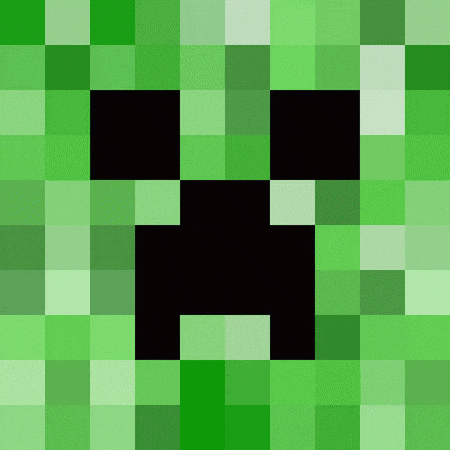 Creeper Face On Green And White Checkered GIF