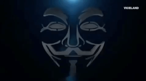 Creepy Anonymous Hacker Face Mask Glitch GIF