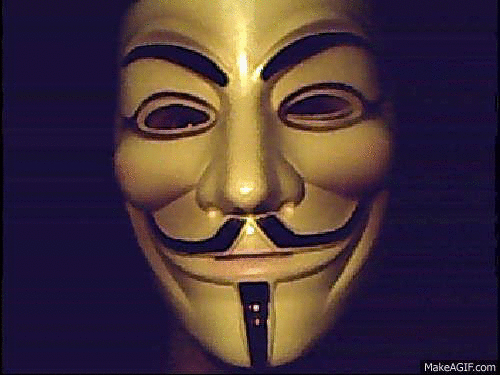 Creepy Anonymous Hacker Golden Mask Reveal GIF