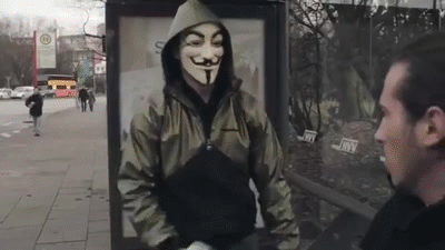 Creepy Anonymous Street Hacker Funny Shock GIF