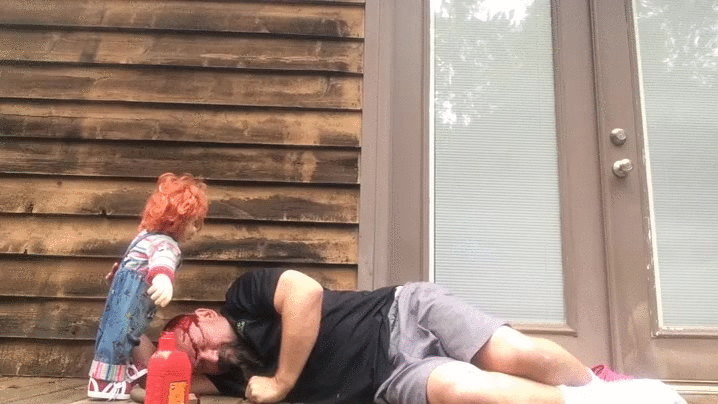 Creepy Chucky Death Prank GIF