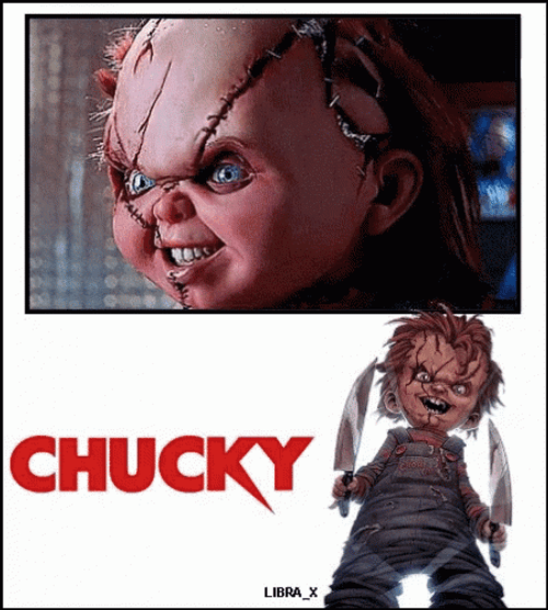 Creepy Chucky Doll Face GIF