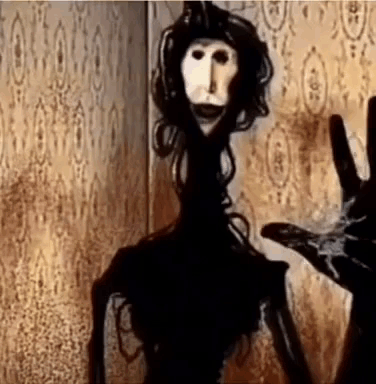Creepy Doll Standing in Dark Room