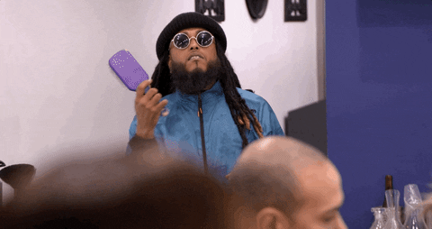 Creepy Guy Brushing His Mustache GIF