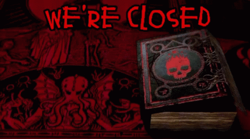Creepy Skull Book We're Closed GIF