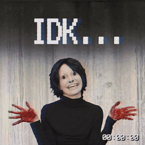 Creepy Woman Shrugs GIF