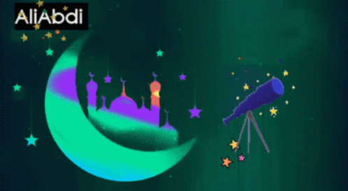 Crescent Moon and Telescope with Aliabdi