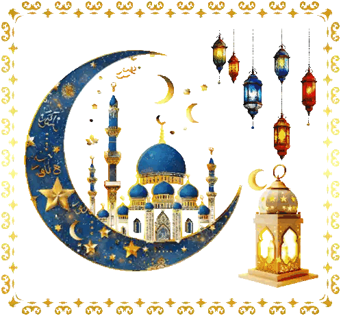 Crescent Moon Mosque and Lanterns
