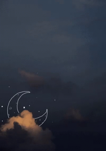 Crescent Moon on Cloudy Sky