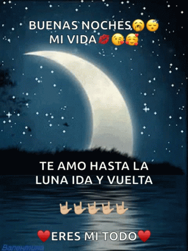Crescent Moon Saying Buenas Noches Mi Vida Te Amo Hasta La Luna Ida Y Vuelta