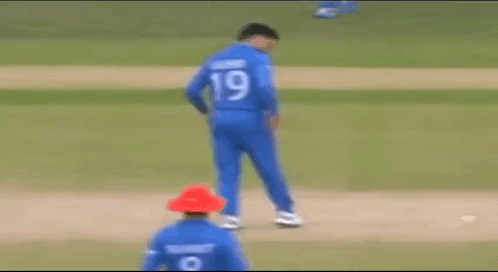 Cricket Player Kicks The Ball GIF
