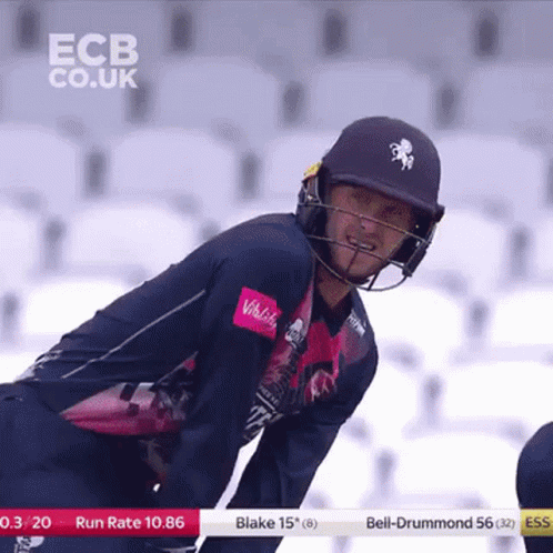 Cricket Player Wearing Helmet And Virgin Shirt GIF