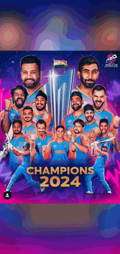 Cricket Players Posing Champions 2024