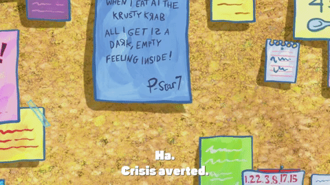 Crisis Averted Spongebob Squarepants Pasting Paper GIF