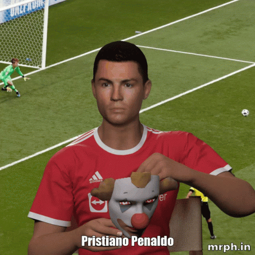 Cristiano Ronaldo Holding Clown Mask