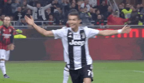 Cristiano Ronaldo Scoring A Goal Black And White Jersey GIF