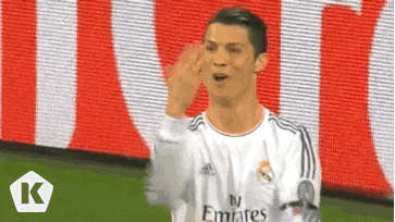 Cristiano Ronaldo Scoring A Goal Hand Gesture Playfully GIF