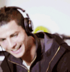 Cristiano Ronaldo Scoring A Goal Smiling With Headphone GIF