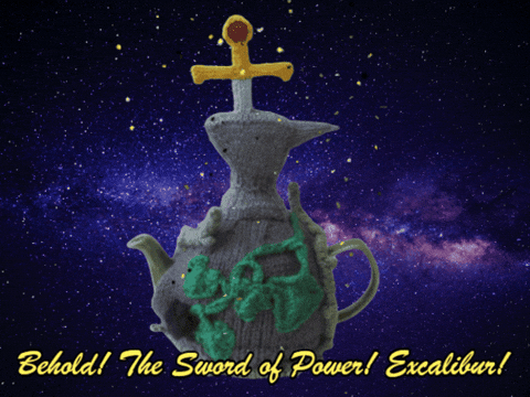 Crocheted Anvil Sword In The Skies GIF