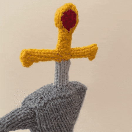 Crocheted Sword And Anvil GIF