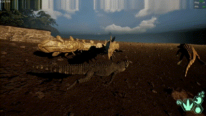 Crocodile and Dinosaur in Video Game