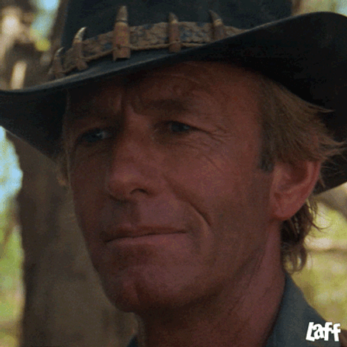 Crocodile Dundee Paul Hogan Throat Slit Gesture GIF