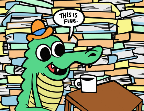 Crocodile With Lots Of Books For Bar Exam GIF