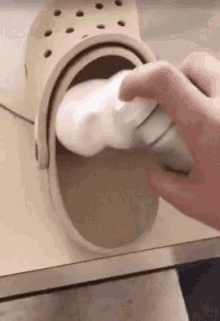 Crocs Cursed Shaving Cream Mess GIF