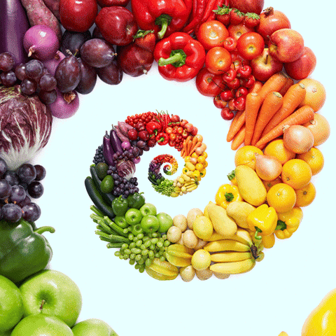 Crop Spiral Fruit And Vegetables GIF