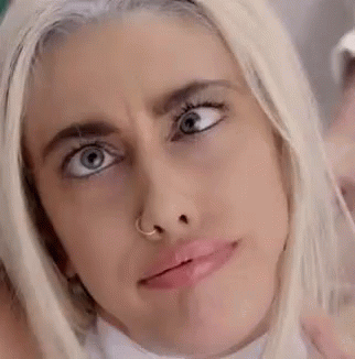 Cross Eyed Crazy Lady Blonde GIF