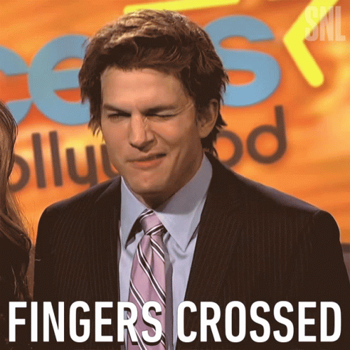 Cross Fingers Ashton Kutcher GIF