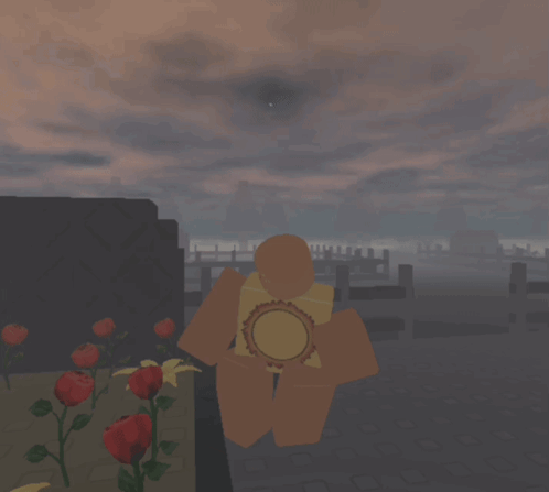 Cross In Cemetery With Roses And Cloudy Sky GIF