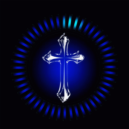 Cross Surrounded by Blue Rays
