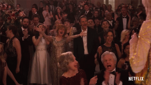 Crowd Dancing in Front of Netflix Ad