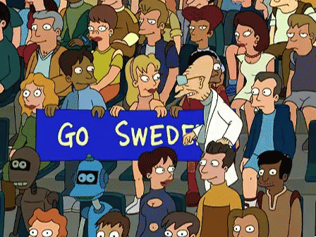 Crowd Holding Blue Banner Saying Go Sweden