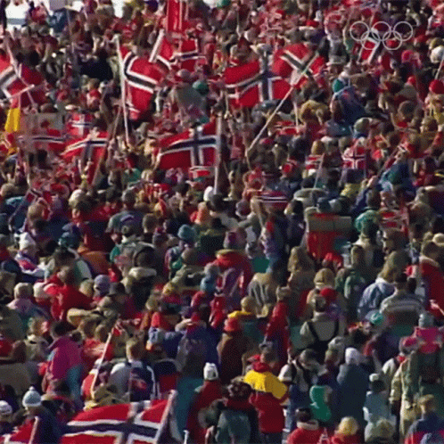 Crowd Holding Norway Flag GIF