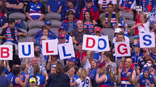 Crowd Holding Up Bulldogs Signs
