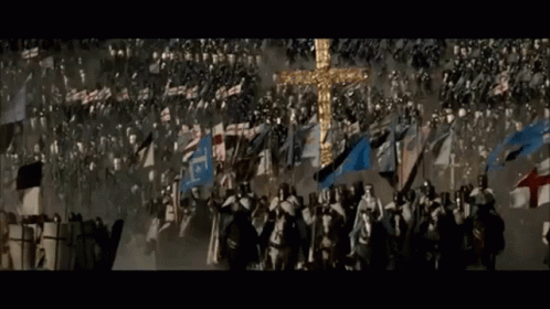 Crowd In Front Of A Cross GIF