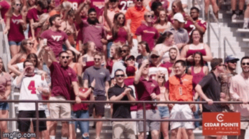 Crowd in Stadium With Cedar Pointe Apartment Ad