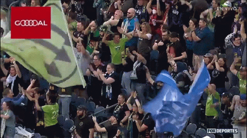Crowd In Stadium With Goodal Logo GIF